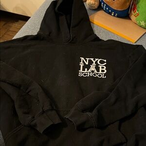 Gildan Black Men's Hoodie with White Print NYC Lab School